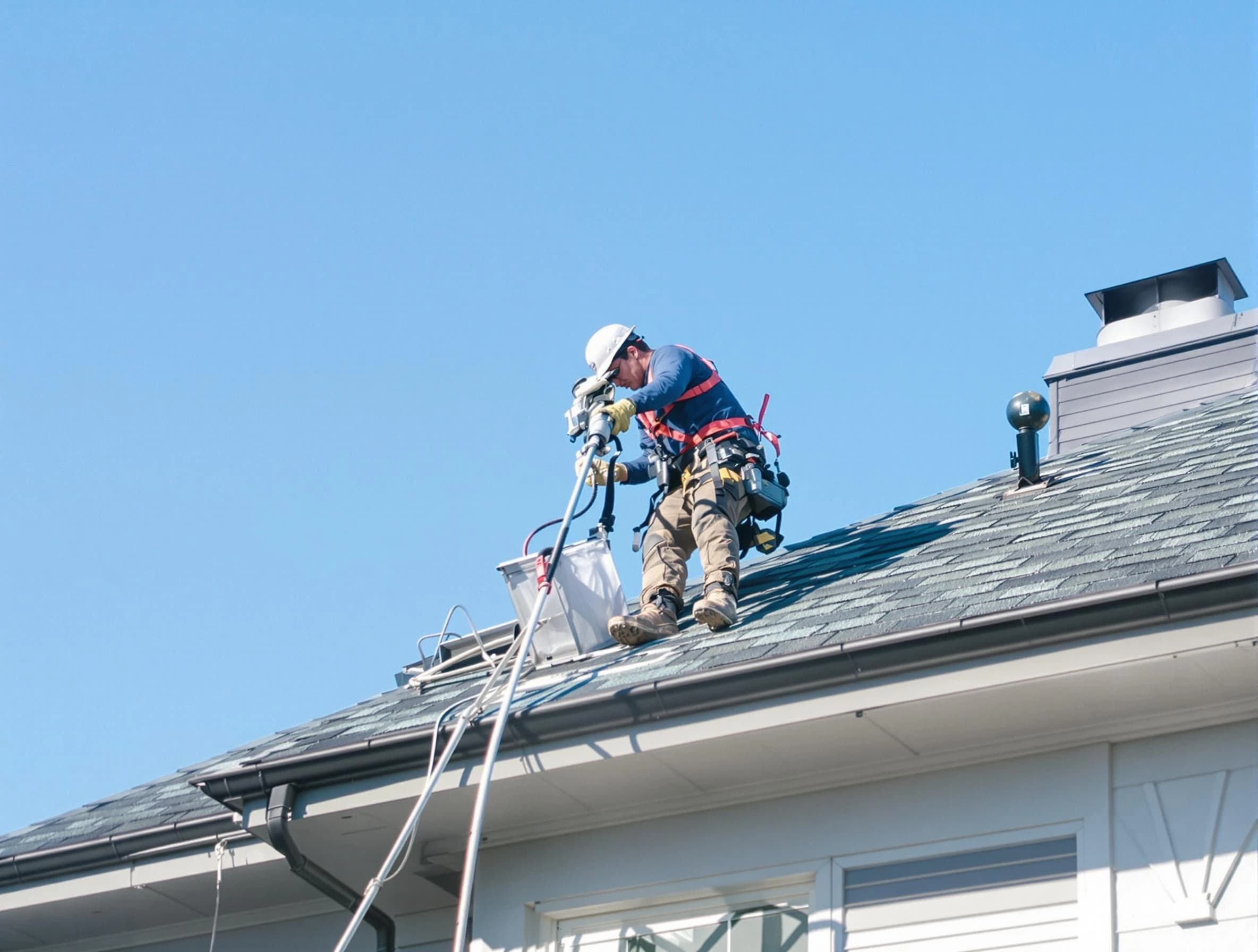 South Strabane Dryer Vent Cleaning certified technician cleaning a roof-mounted dryer vent system in South Strabane