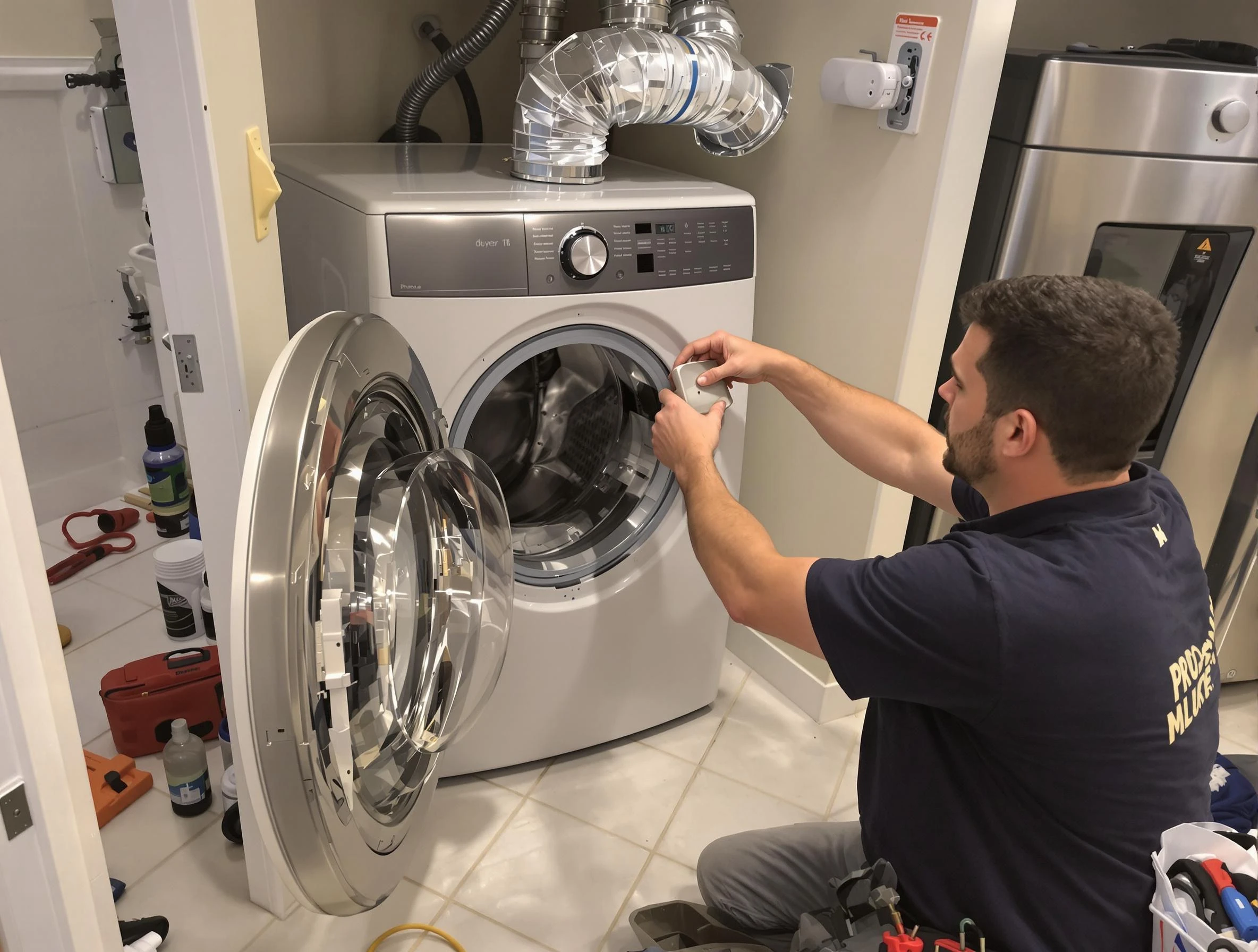 South Strabane Dryer Vent Cleaning technician performing precise dryer vent hose installation in South Strabane